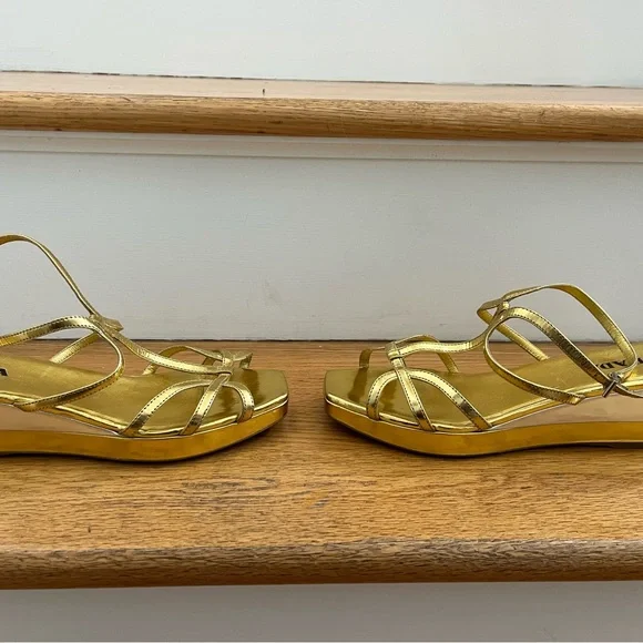 Prada Gold with Silver accent Sandals, 38.5, Made in Italy - Picture 7 of 10